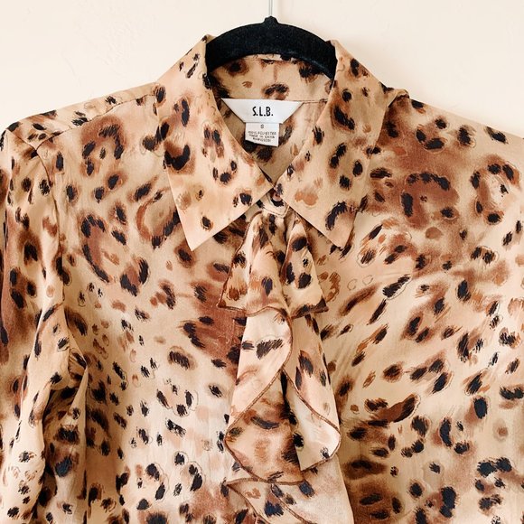 vintage ruffle leopard blouse, small - Picture 6 of 12